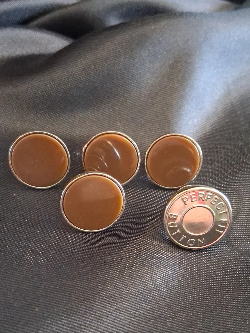Classic Brown Enamel Cufflinks with Silver Trim